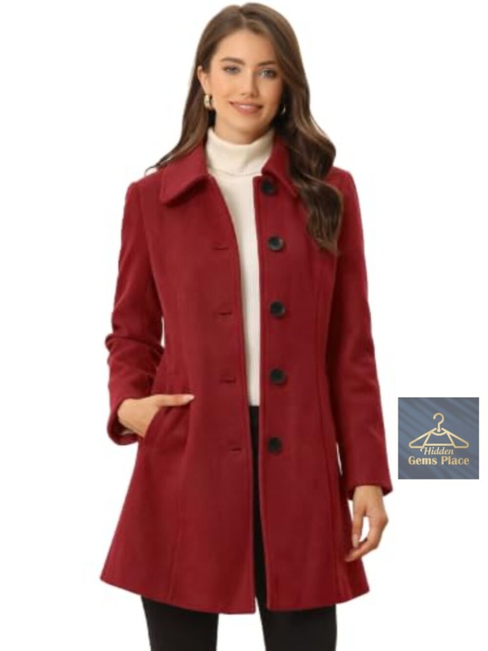 Women's Warm Winter Pea Coat Peter Pan Collar Single Breasted